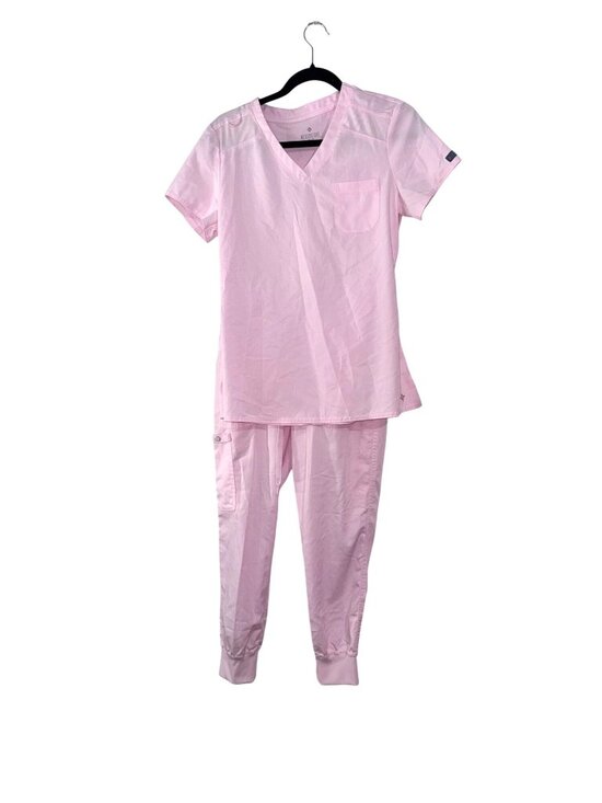 Med Couture Tops - Med Couture Touch Womens Scrub Set Pink V-Neck Top S & Jogger Pants SP